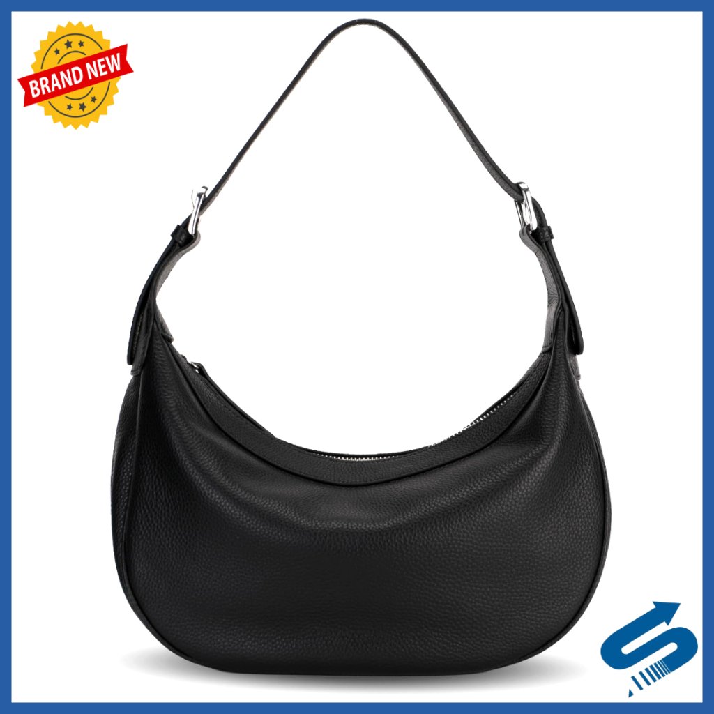 Genuine Leather Hobo Crossbody Bag With Adjustable Straps